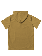 NO RISK NO STORY Men's Waffle Knit Short Sleeve Hoodie Top, Comfortable Printed Drawstring Sweatshirt T-Shirt with Pocket, Summer Casual Fashion Men's Apparel, Suitable for Outings and Home Wear, Suitable for Daily and Formal Wear, Summer Fashion - Khaki