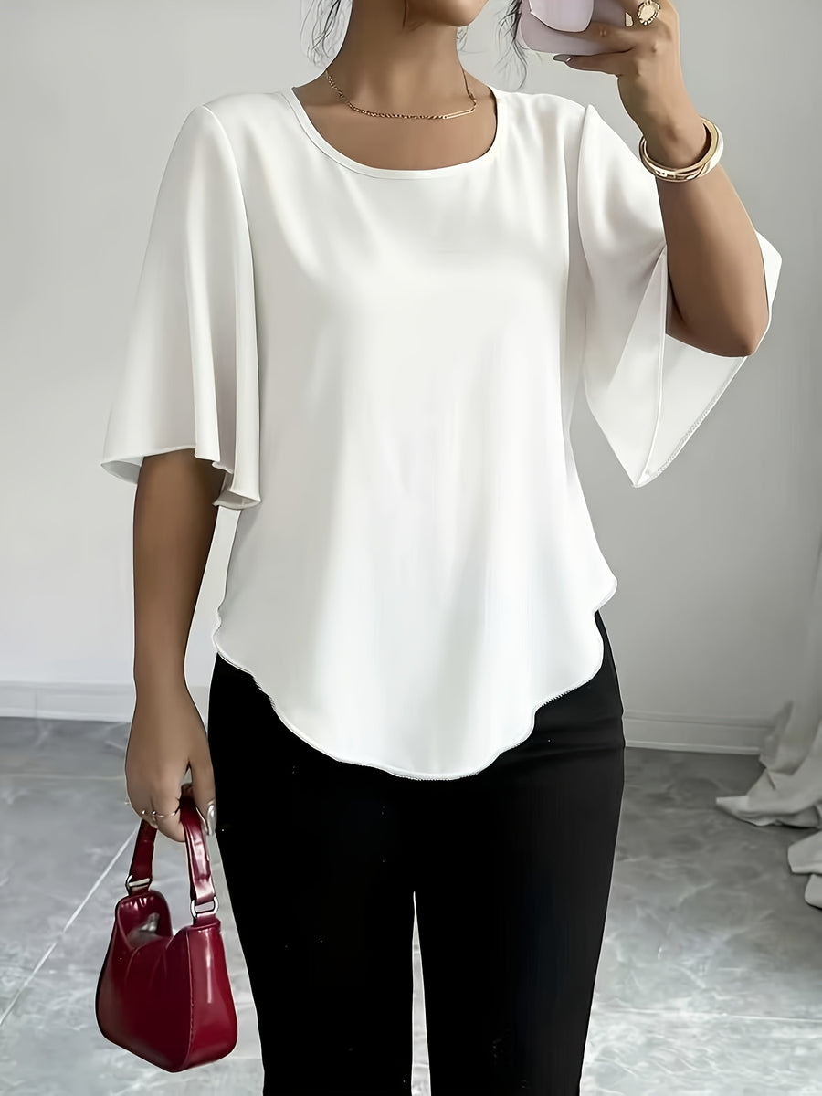 Women's Versatile Solid Color Shirt for Daily Commuting - White