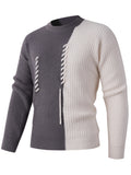 Autumn Winter Thick Knit Sweater Men'S Youth Casual Base Warm Trendy Top - Grey