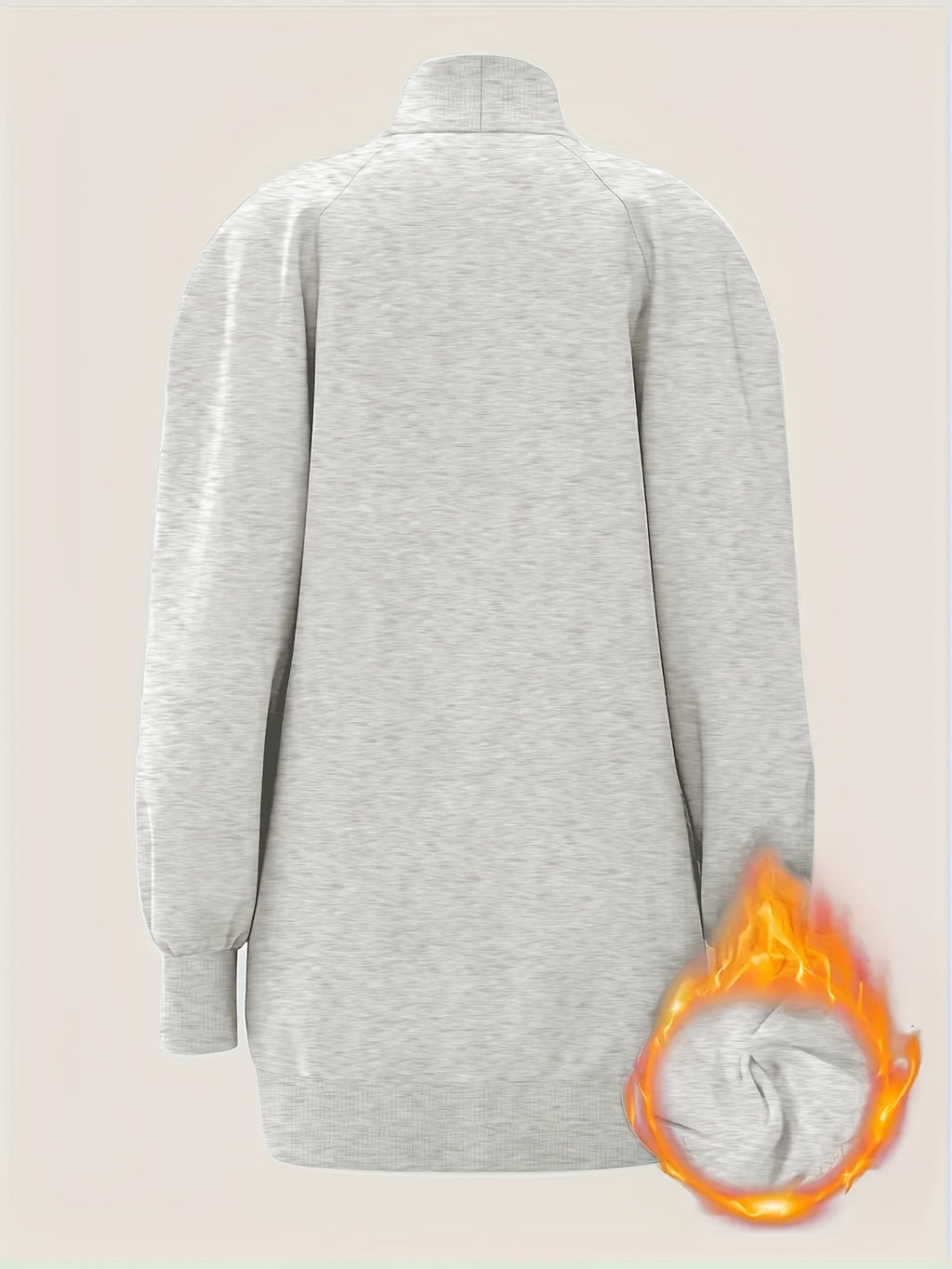 Ladies Elegant Turtleneck Pullover, Autumn And Winter Casual Sweatshirt, Comfortable Fabric Loose Fit Dress - White Gray