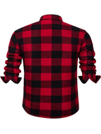 Autumn/Winter Plaid Flannel Shirt for Men, -Lined, Thickened, Warm, Long-Sleeve Workwear Jacket, Casual Top, New Season - Red