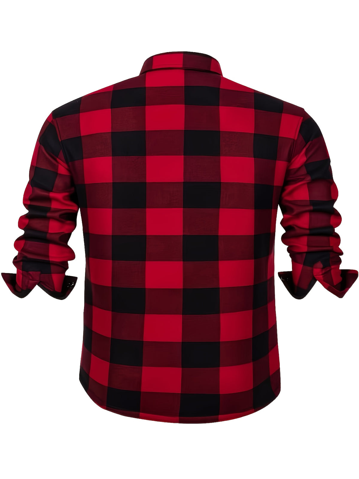 Autumn/Winter Plaid Flannel Shirt for Men, -Lined, Thickened, Warm, Long-Sleeve Workwear Jacket, Casual Top, New Season - Red