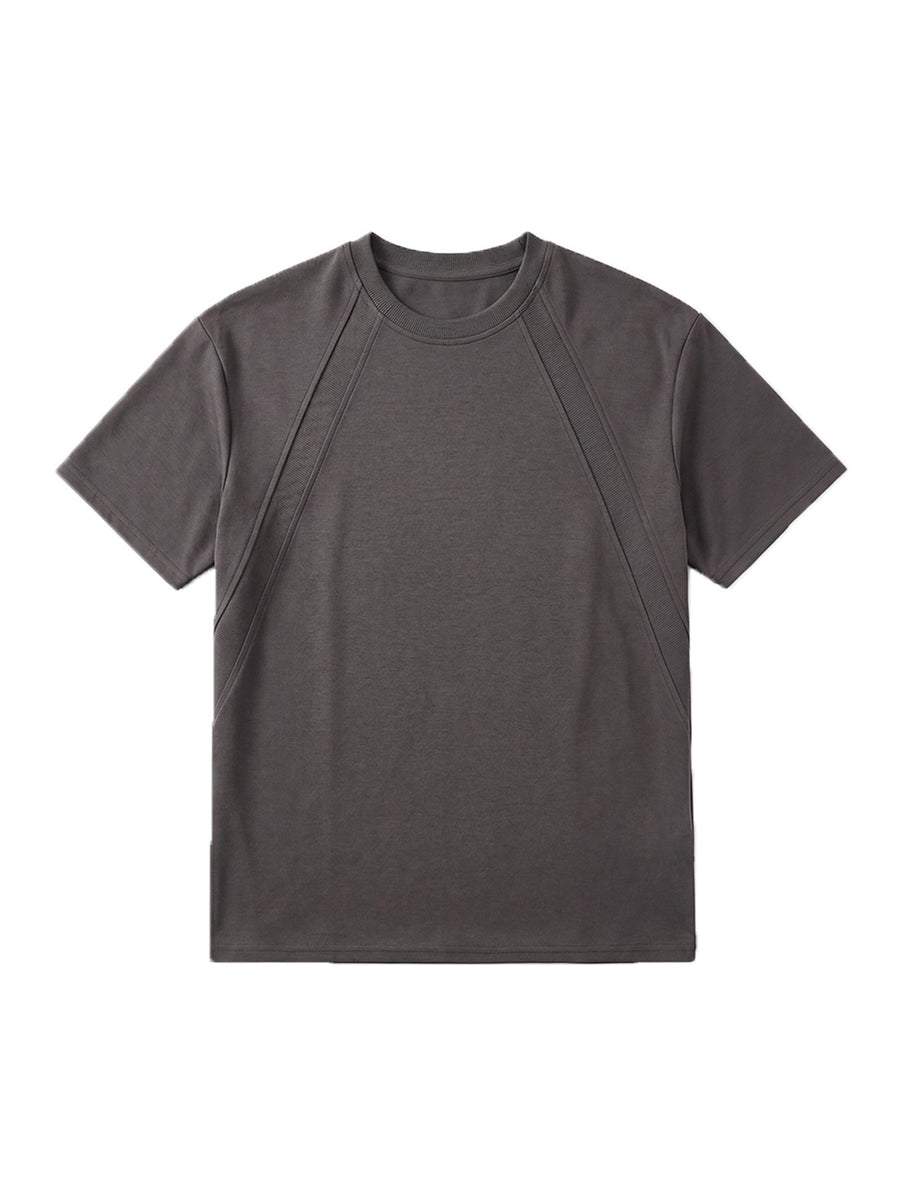 TX104 New Summer Loose-Fit Sporty Casual Outdoor Spliced Short-Sleeve T-Shirt Men's Top Sweatshirt for Vacation, Fishing, Outings, and Leisure - Dark Gray