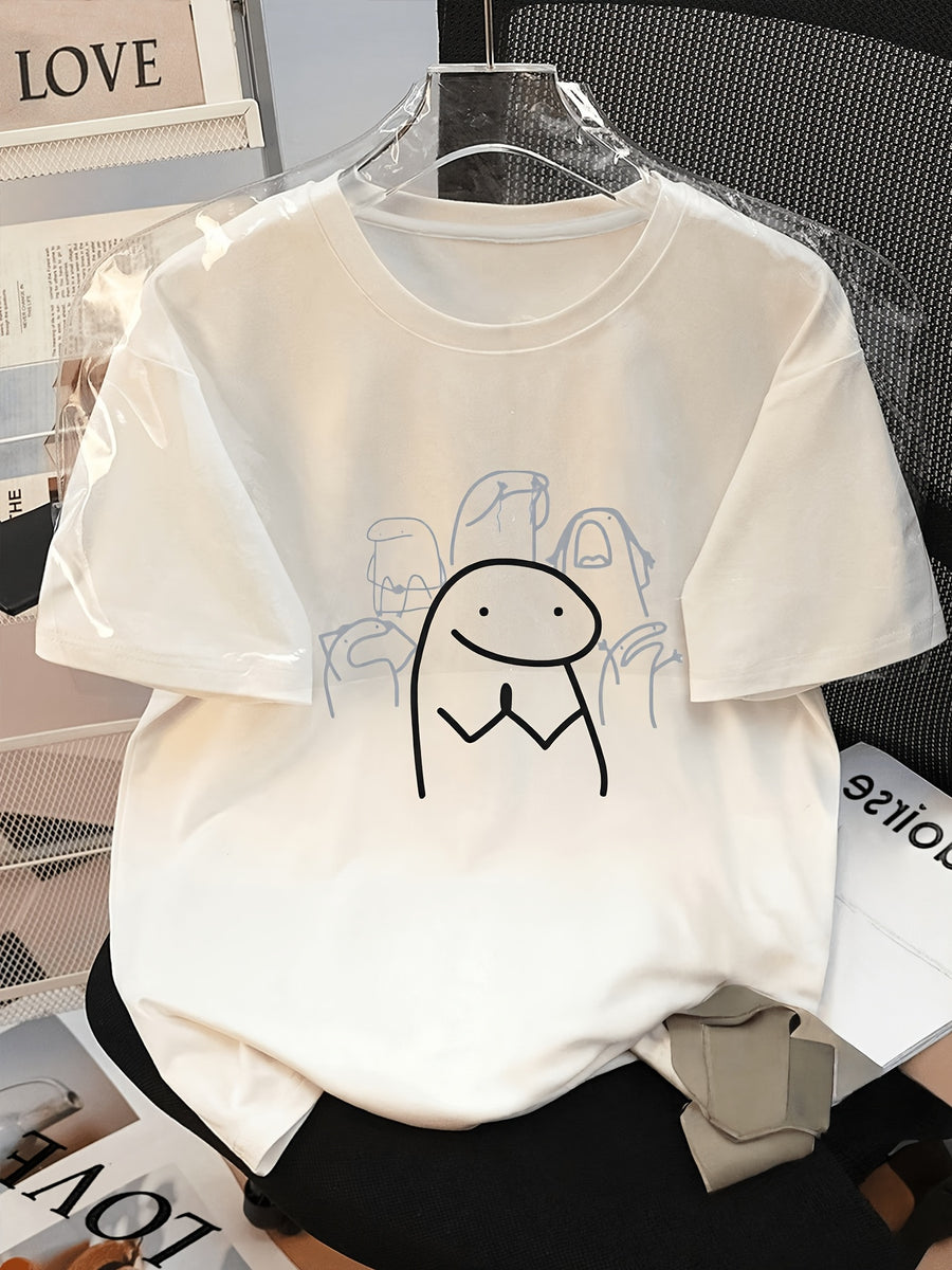 Fun Flork Prayer/Gratitude Print T-Shirt, 2026 Summer Versatile T-Shirt for Women, Stress-Relief Humorous Art Short-Sleeve Top, Original Design Fashionable Half-Sleeve - White