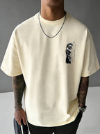 Men'S 100% T-Shirt, Spartan Warrior Discipline Print, All-Season Wear, Casual Sporty Comfortable Breathable - Apricot