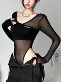2025 European And American Style Summer New Women'S Clothing Solid Color Slim Fit Fashion V-Neck Long-Sleeved Sexy Backless Jumpsuit - Black