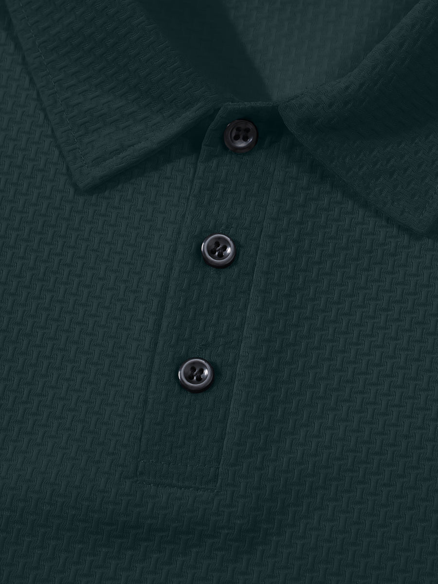 Summer Shirt, Breathable Daily Wear Quick- Fabric Business Casual Short Sleeve with Collar and Button Details, Comfortable and Breathable Micro-Texture Shirt for Casual Attire - Dark Green