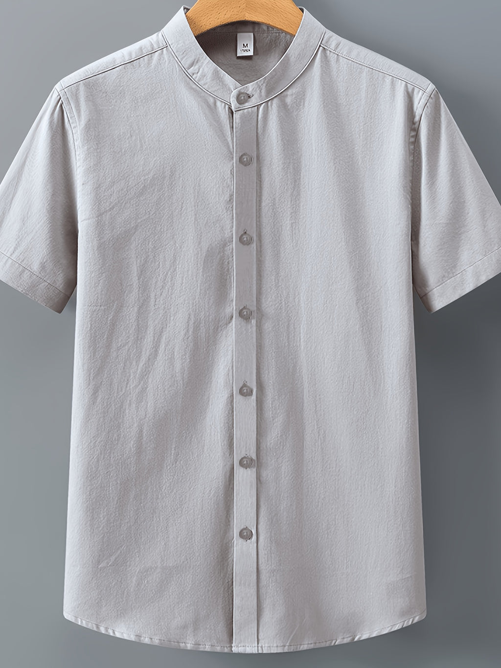 Single-piece Solid-colored Men's Short-sleeved Shirt, Classic Button-up Cardigan Style, Loose and Unrestricted, Available in Multiple Colors, Suitable for Office Wear, Casual Outings, and More. - Grey