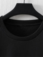 Vintage Gentleman Smoking Art Print Men's T-Shirt, Street Style, Suitable for Daily Wear, Loose Drop-Shoulder Fit Short-Sleeve T-Shirt - Black