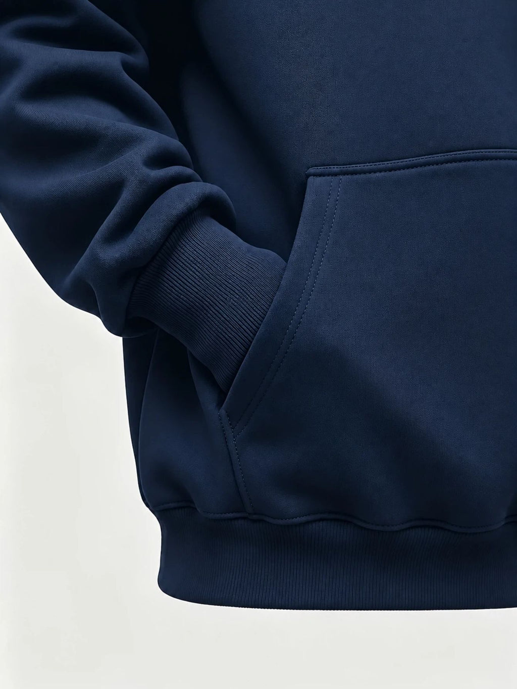 Men'S Hoodie, Casual Daily Wear, Signature Script Print, Pullover Sweatshirt, Streetwear Style, Autumn Winter Outdoor, Oversized Fit with Front Pocket - Navy Color