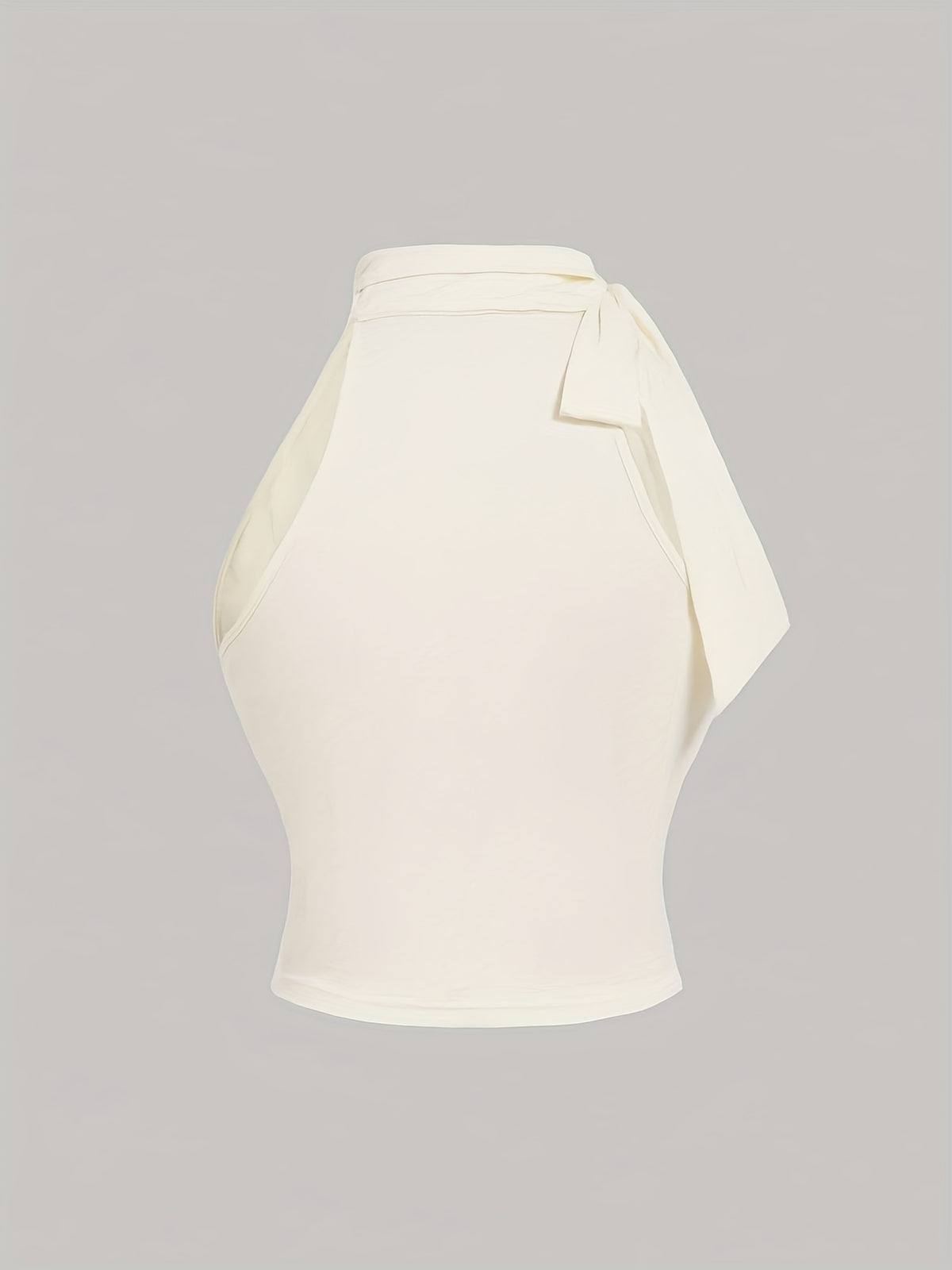 Chic Sleeveless Bodycon Top for Women - Sexy Stand Collar with Ruched Detail, Solid Color Black, Polyester Blend, Perfect for Office & Club Wear, Versatile Fashion | Sexy Sleeveless Top | Polyester Blend - Apricot