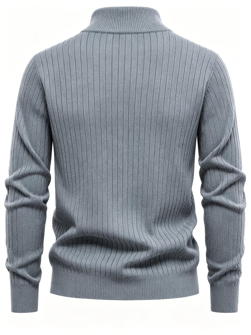 Autumn/Winter New Men's Stand Collar Zipper Design Fashionable Sweater, Knitted Versatile Stretchy Long-Sleeve Pullover with Small Rib Texture, for Home and Commuting, Vintage Men's Top - Flecking Gray