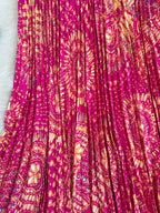 Summer High-End Print Long Dress Pleated Large Swing Skirt - Rose Red