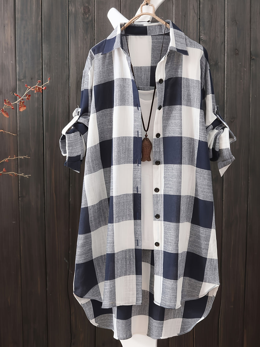 Cuff Long Sleeve Shirt - Blue