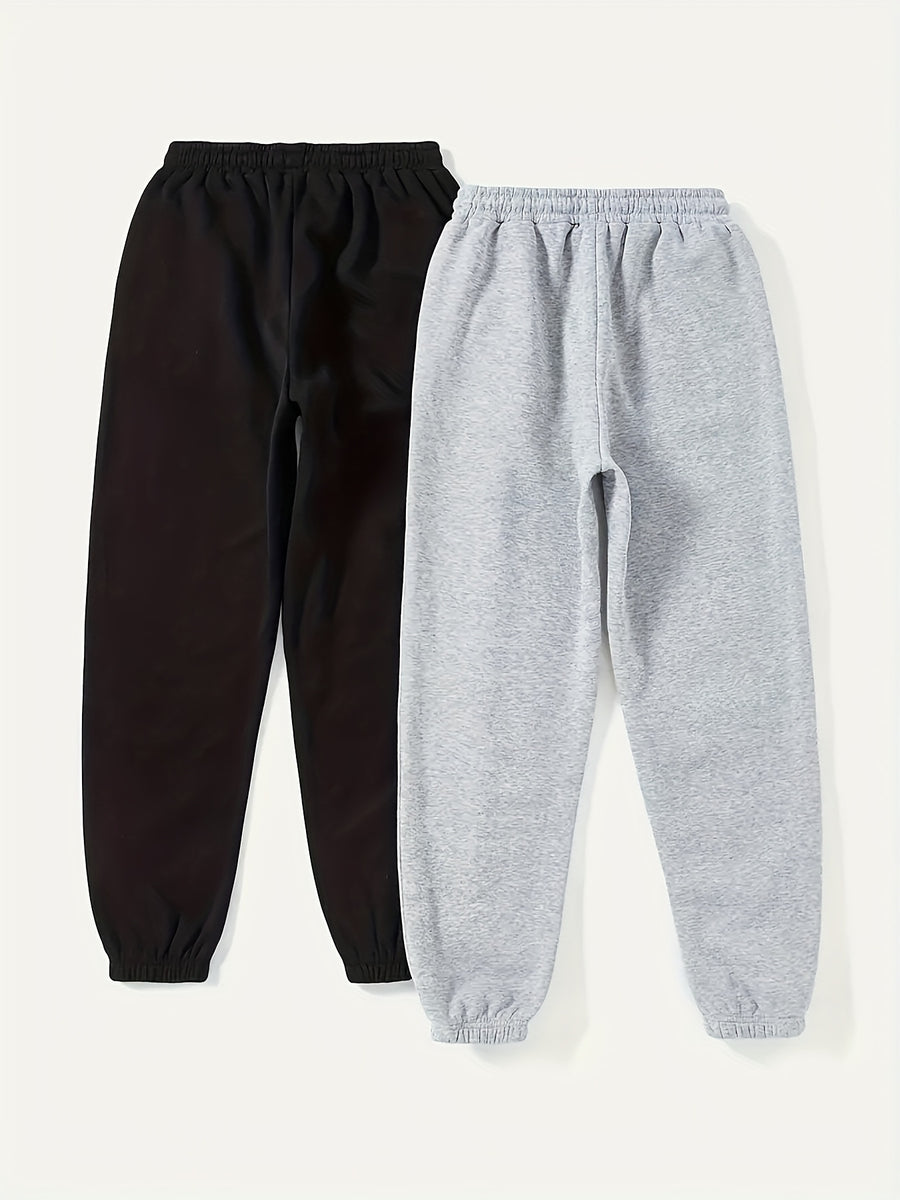 2 Women'S Street Solid Color Comfortable Loose Pants with Elastic Waist Drawstring Jogging Pants, Women'S Wear - Mixed colors