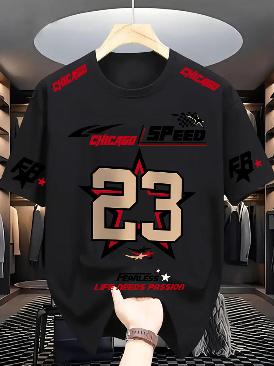 Chicago Speed 93 Fearless Men'S Round Neck T-Shirt -- Lifestyle And Performance Inspired - Black