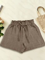 Extended Fake Drawstring Shorts - Coffee Color