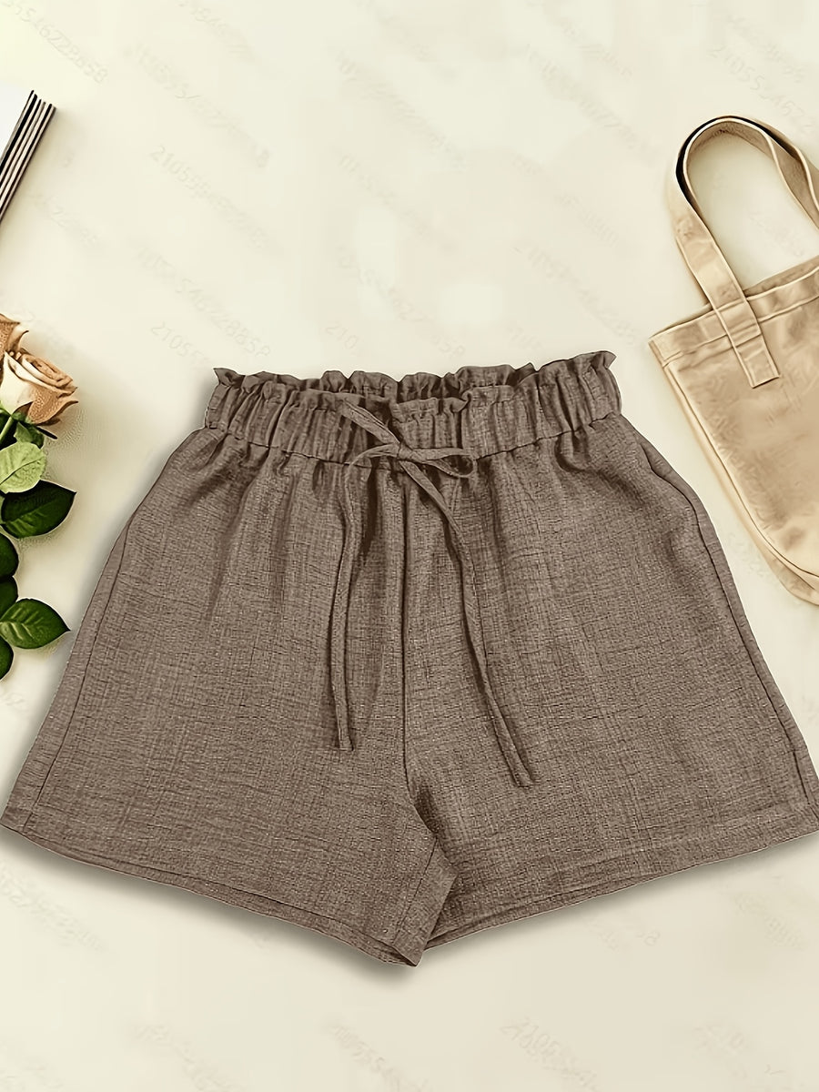 Extended Fake Drawstring Shorts - Coffee Color