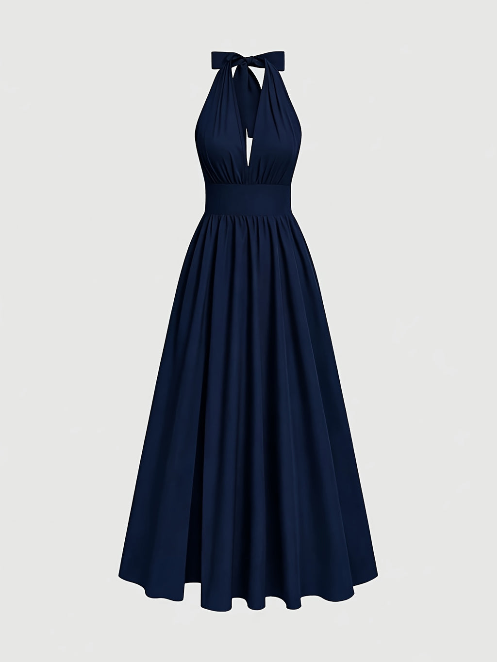 New French Elegant Casual Sexy Fashion High-End Design V-Neck Cami Waist-Cinching Backless A-Line Skirt Slit Sleeveless Long Dress Solid Color Exquisite Women'S Evening Dress - Blue