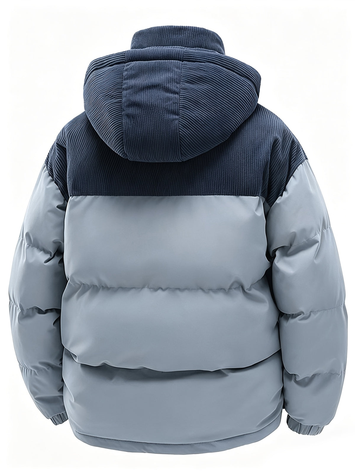 2025 New Winter Removable Hood Jacket Men'S Casual Print Hooded Coat Thickened Trendy Top Outerwear Men - Light Blue