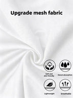 Men'S Versatile Fashion T-Shirt, Unisex Comfortable Short Sleeve Tee, Mesh Breathable Short Sleeve - White