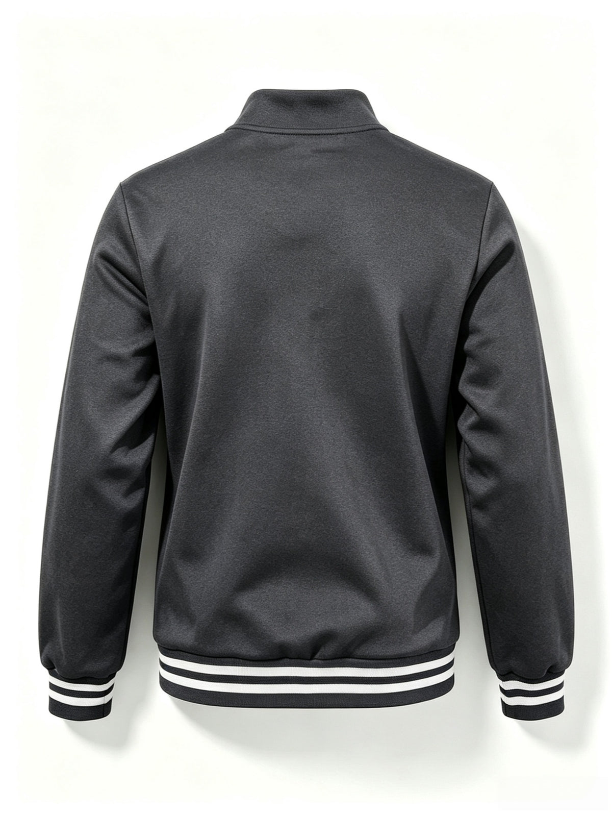 Men'S Half-Open Collar Mid-High Neck Sweatshirt, Contrast Geometric S Logo Print Striped Ribbed Hem Loose Athletic Pullover Top, Suitable for Commute And Casual Wear - Dark Gray