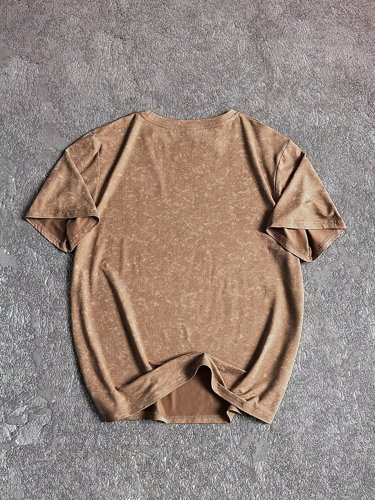 Men's Round-neck Graphic Print Short-sleeve T-shirt, Suitable for Summer Casual Sports - Coffee Brown