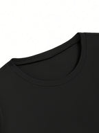 Women'S Sexy Solid Color Tight Long Sleeve T-Shirt - Fashionable Round Neck Basic Top, Slim Fit Design for Spring And Autumn Seasons, Elastic Fabric - Black