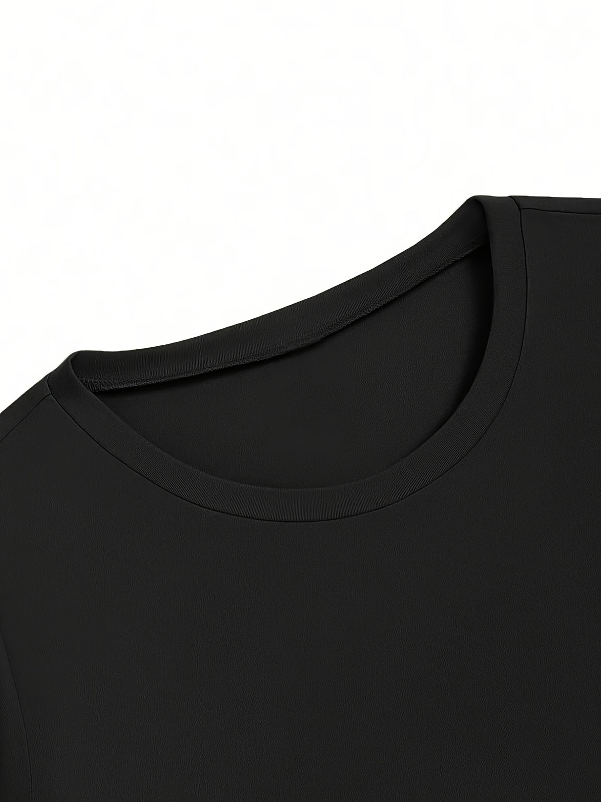 Women'S Sexy Solid Color Tight Long Sleeve T-Shirt - Fashionable Round Neck Basic Top, Slim Fit Design for Spring And Autumn Seasons, Elastic Fabric - Black