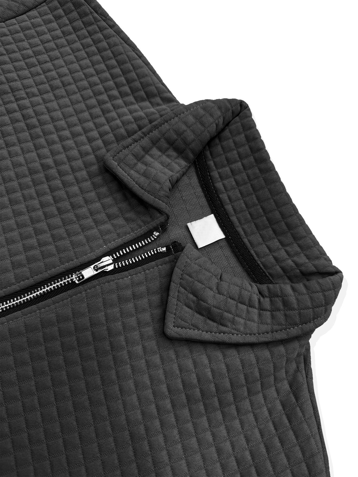 HOONIGAN Men's Printed Half-Zip Fashion Waffle Knit Texture Autumn/Winter Simple Casual Versatile Sporty POLO Shirt Sweatshirt, New Autumn/Winter Long-Sleeve Lapel Top, Comfortable and Breathable Fabric, Valentine's Day Gift, Preferred Birthday Gift - Black