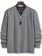 Men's Fashion Casual Knit Sweatshirt with Stand Collar in Black and White Contrast, Suitable for Daily Wear, Commuting, Versatile Fashion, Men's Henley Shirt - White