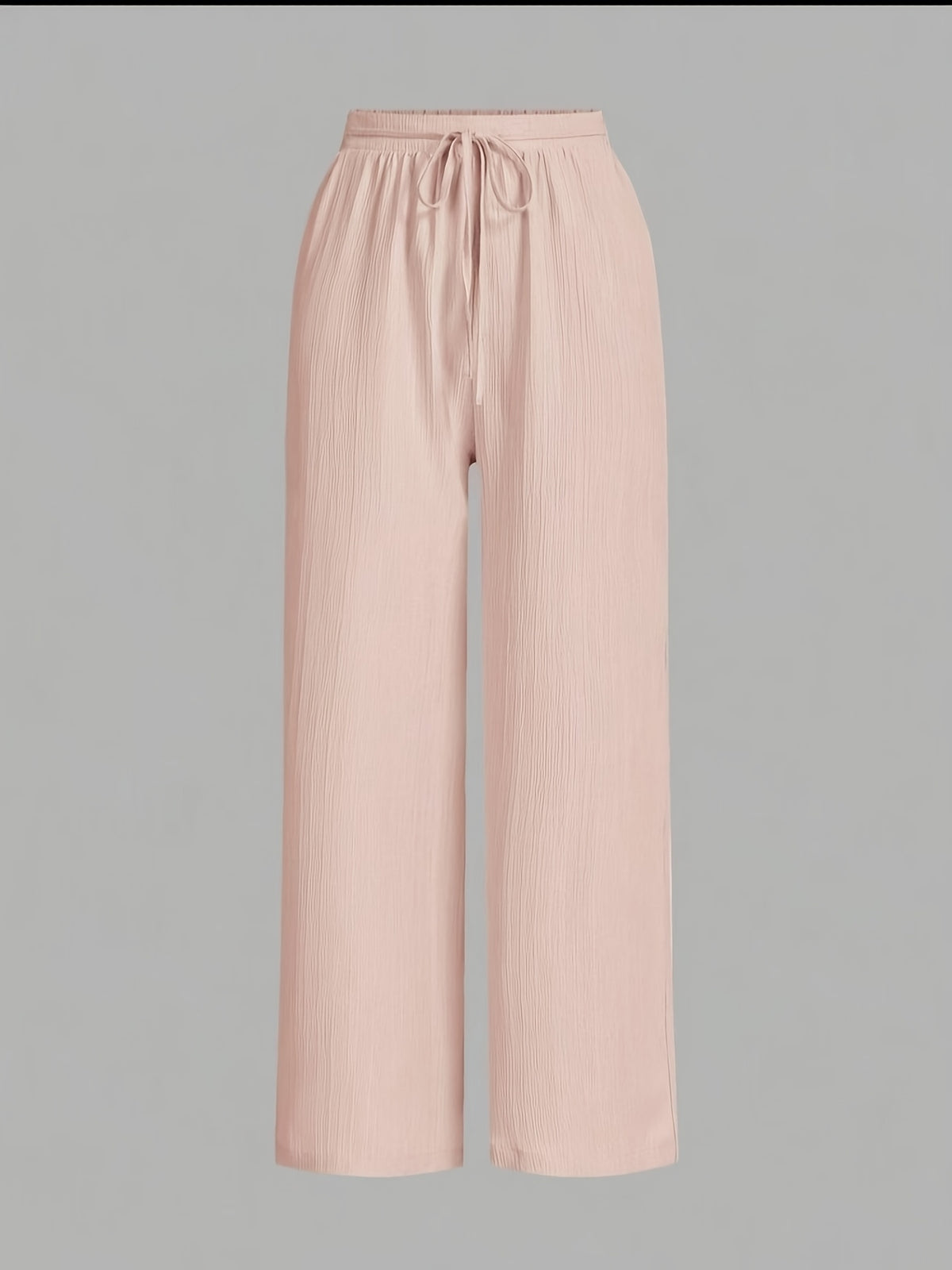 3pcs Elegant Wide-Leg Pants - Solid Color Lightweight Summer Trousers with Wide Leg Opening & Drawstring Waist, Machine Washable Non-Stretch for Casual, Office, Semi-Formal Wear (3pcs) - Black+light pink+white