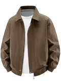 Autumn Winter New Men'S Lightweight Casual Sports Functional Jacket, Lapel Fashion Casual Jacket Coat, Loose Multi-Pocket Retro Top - Coffee Color