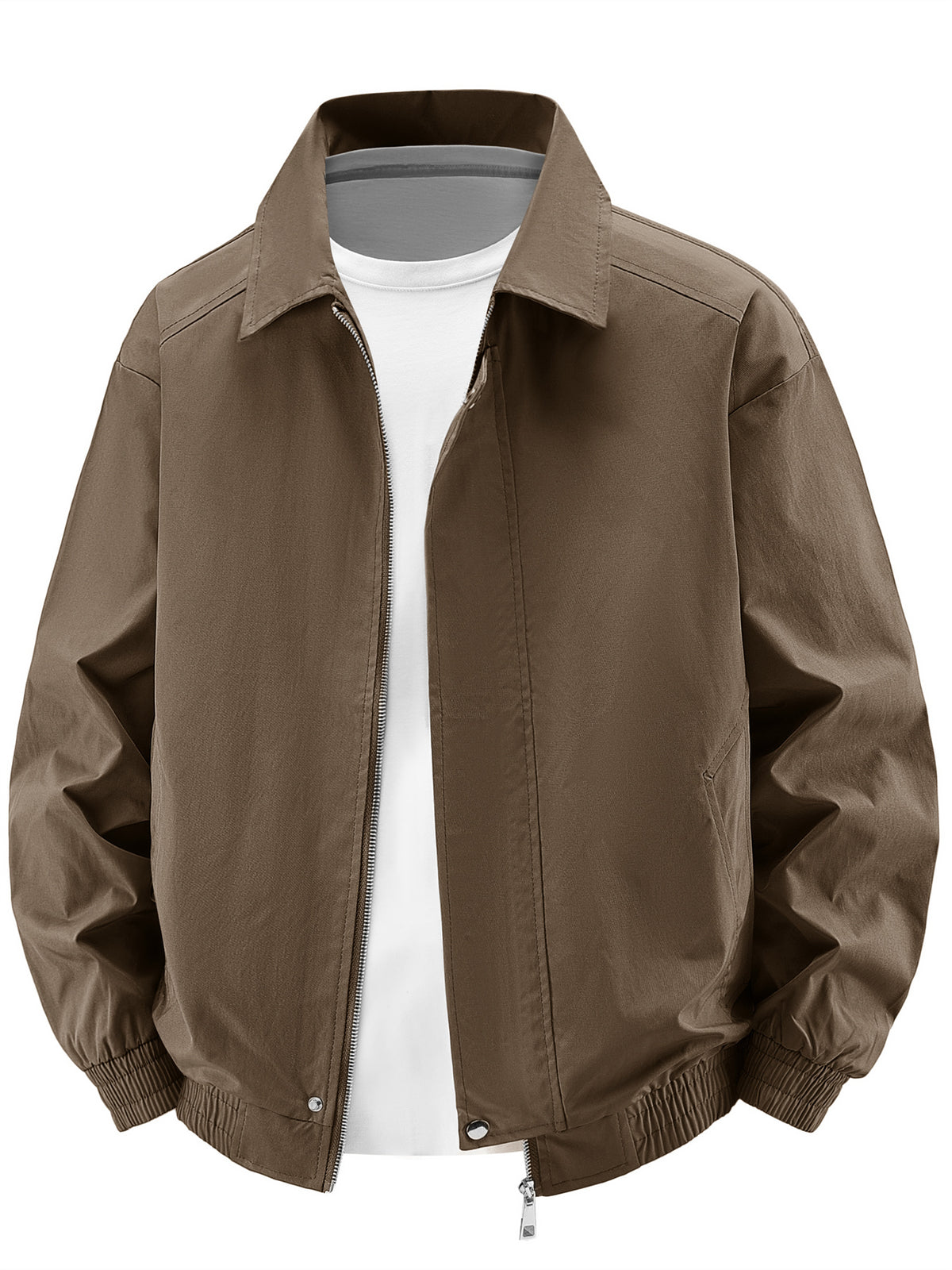 Autumn Winter New Men'S Lightweight Casual Sports Functional Jacket, Lapel Fashion Casual Jacket Coat, Loose Multi-Pocket Retro Top - Coffee Color