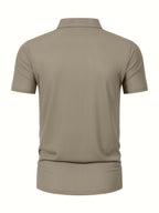 Summer Shirt, Breathable Daily Wear Quick- Fabric Business Casual Short Sleeve with Collar and Button Details, Comfortable and Breathable Micro-Texture Shirt for Casual Attire - Khaki 1