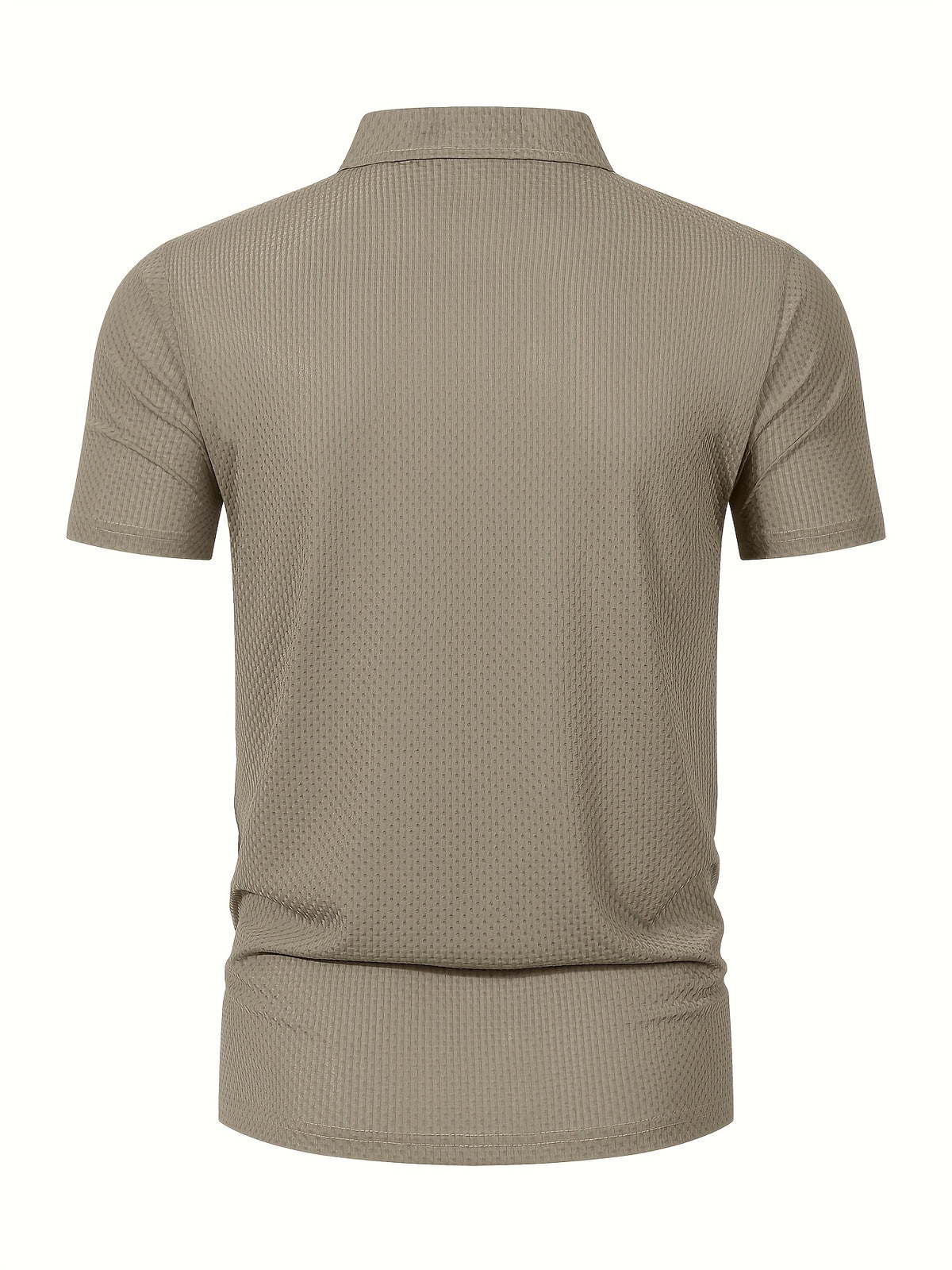 Summer Shirt, Breathable Daily Wear Quick- Fabric Business Casual Short Sleeve with Collar and Button Details, Comfortable and Breathable Micro-Texture Shirt for Casual Attire - Khaki 1
