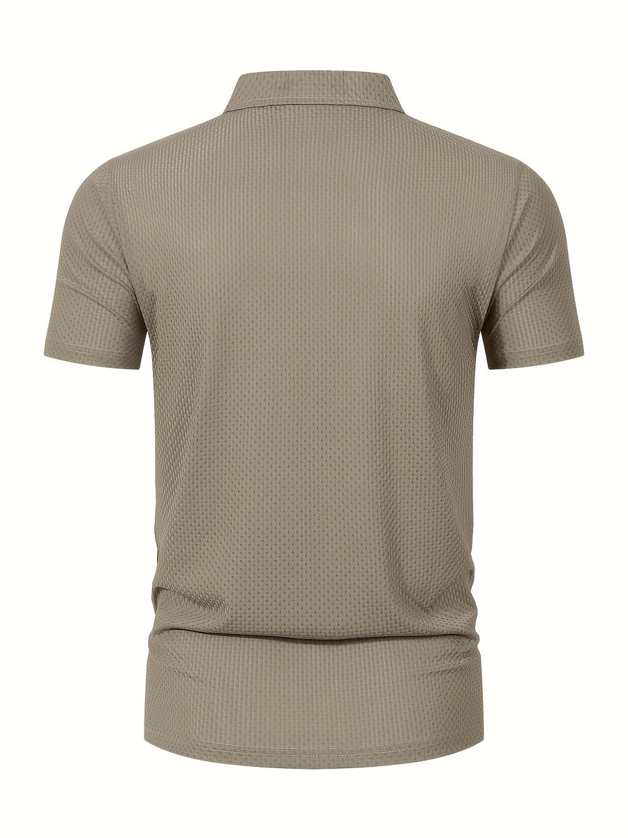 Summer Shirt, Breathable Daily Wear Quick- Fabric Business Casual Short Sleeve with Collar and Button Details, Comfortable and Breathable Micro-Texture Shirt for Casual Attire - Khaki 1