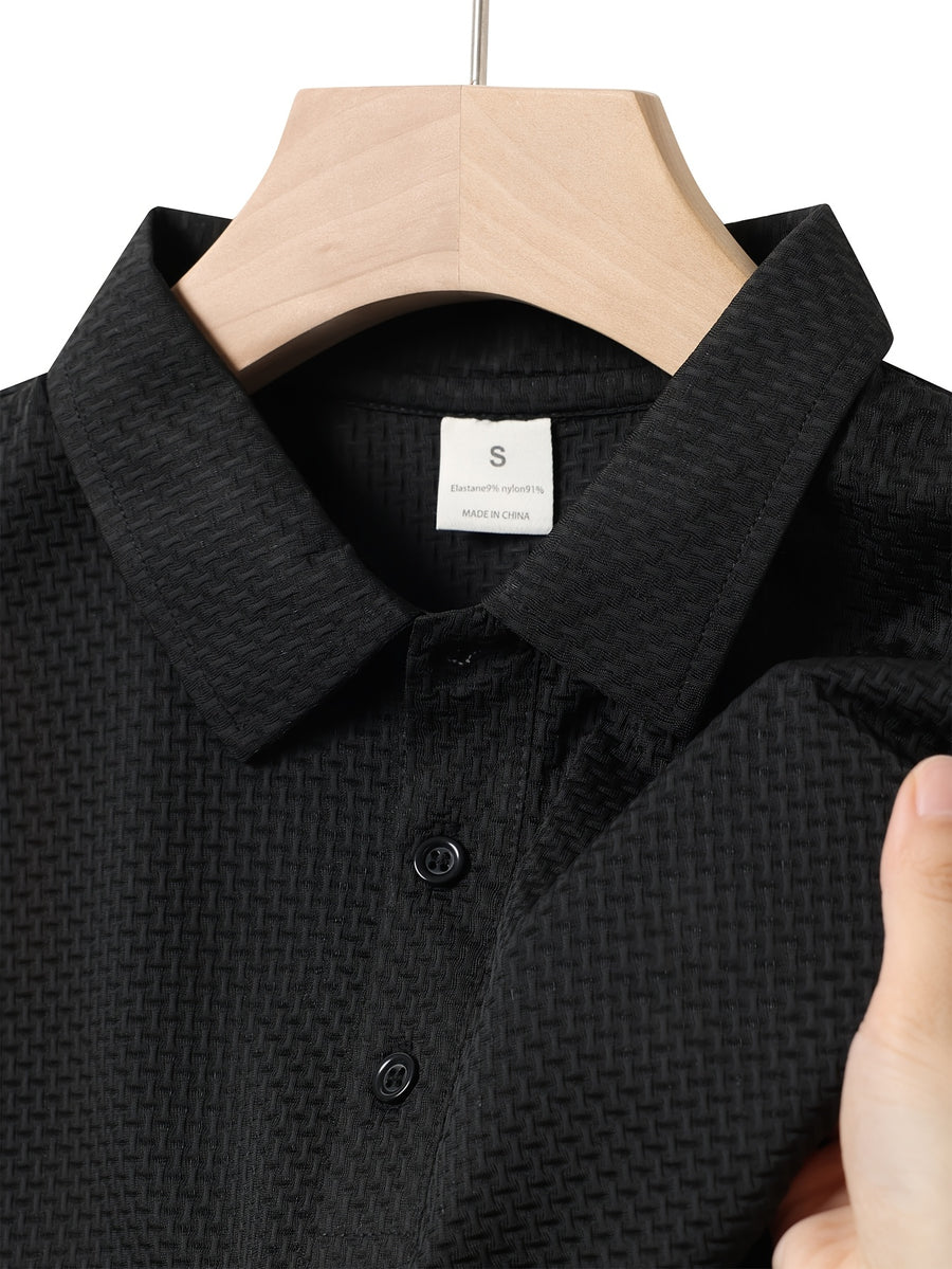Classic Solid Color Short-Sleeve Men'S Polo Shirt, Home Casual Shirt - Black