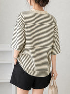 Spring Summer Women'S Fashion Half-Zip Stand Collar Ribbed Fabric Easy Casual Style Daily Commute Top - Apricot