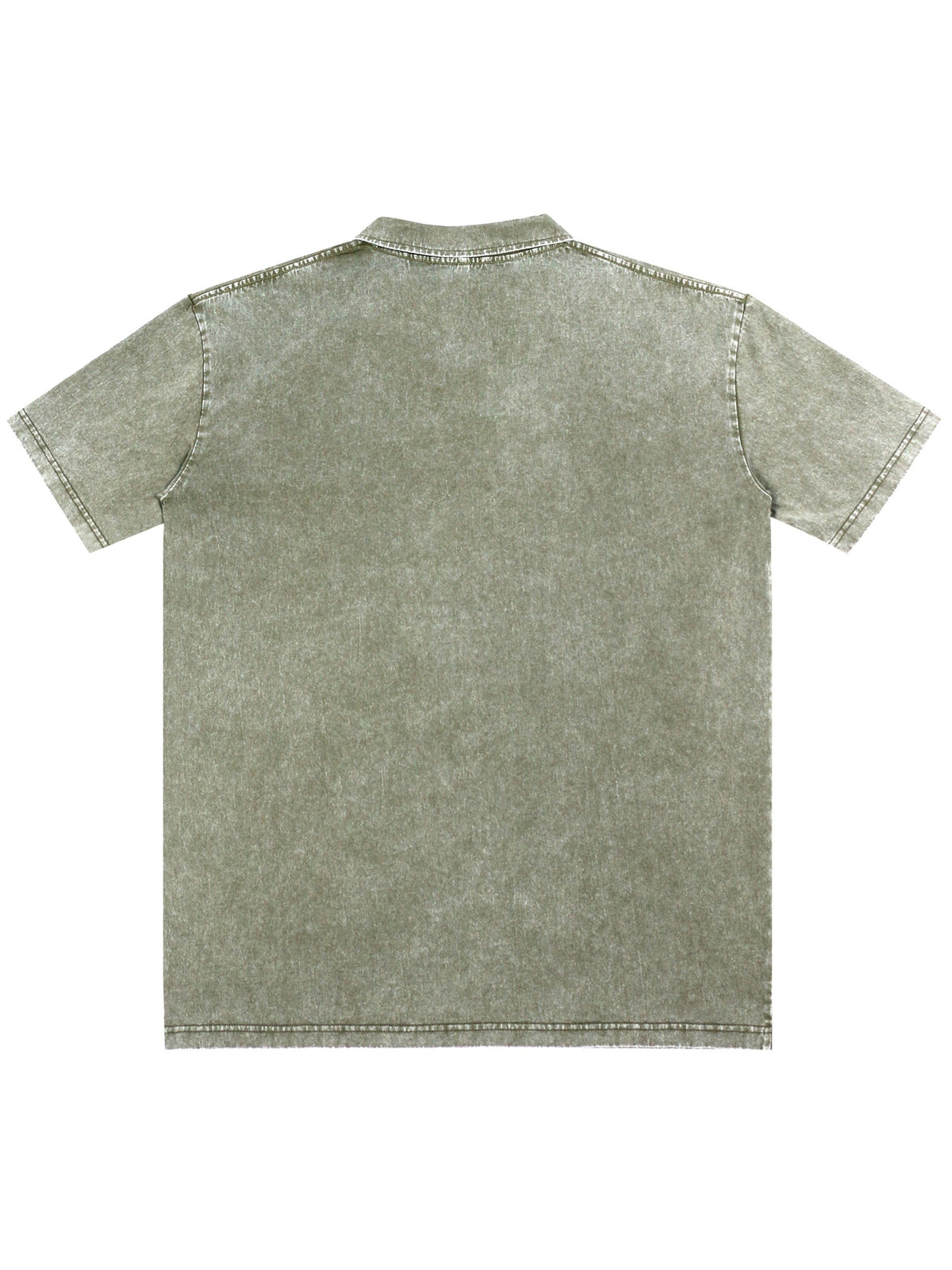 BLACK Print Men'S 100% Washed Solid Color Lapel Shirt Short Sleeve T-Shirt - Retro Distressed Design, Lightweight And Breathable Fabric, Streetwear Trendy Loose Top, Suitable for Casual Wear And Layering - fern green