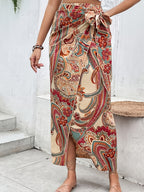 High-waisted Full-skirt Print Skirt - Multicolor