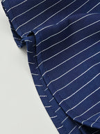Summer Thin Striped Short Sleeve Shirt Trendy 2pcs Set Fashionable Versatile Easy Business Casual Daily Commute Outdoor Leisure Versatile Shirt Combination - Blue+blue