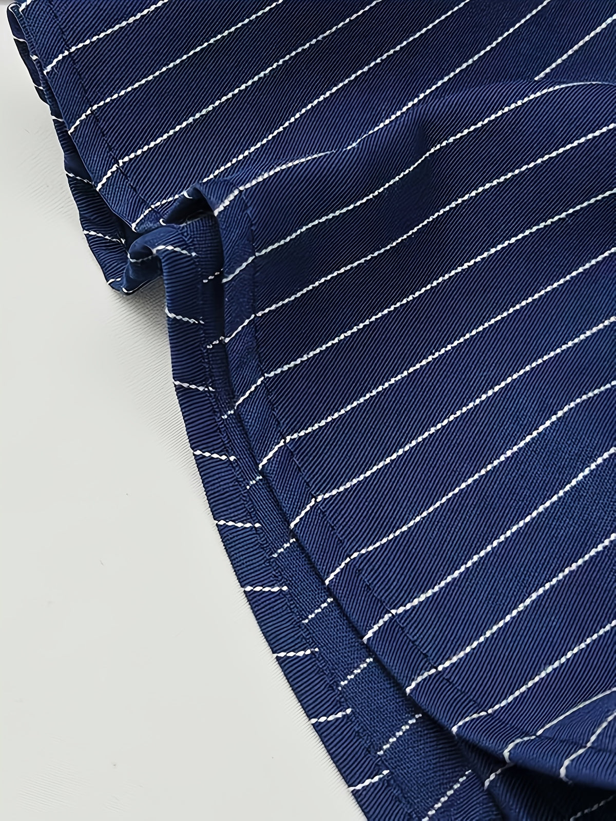 Summer Thin Striped Short Sleeve Shirt Trendy 2pcs Set Fashionable Versatile Easy Business Casual Daily Commute Outdoor Leisure Versatile Shirt Combination - Blue+blue