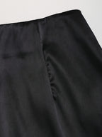 Women'S French Retro Satin Floral Patchwork Short Skirt - Black