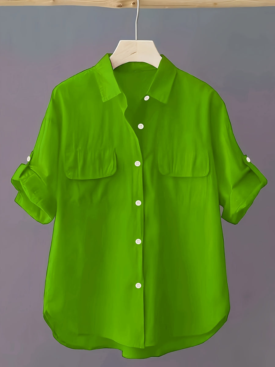 Fashionable Short-Sleeved Shirt - Grass Green