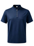 Men'S New Summer Fashion Polo Casual Breathable Comfortable Business T-Shirt Polo Shirt Stand-Up Collar Polo Shirt - Navy Color