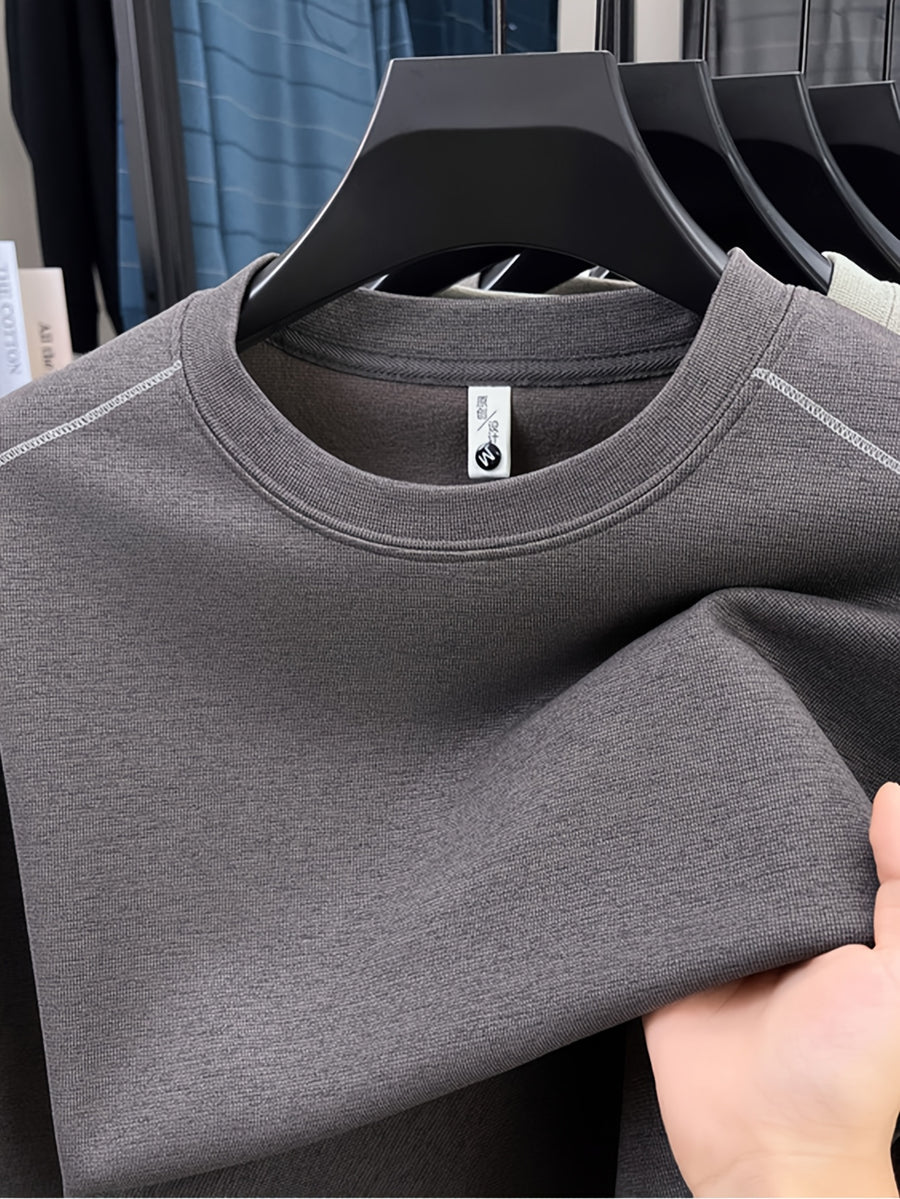 Men's Pullover Crew Neck Long Sleeve Sweatshirt, Suitable for Both Layering and Wearing Alone in Spring and Autumn, Ideal for Sports, Leisure, Commuting, and Daily Activities - SINBOS - Dark Gray