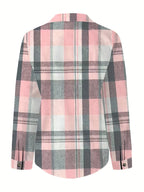 European and American New Casual Striped Plaid Shirt, Versatile Commuting Top - Mixed Color
