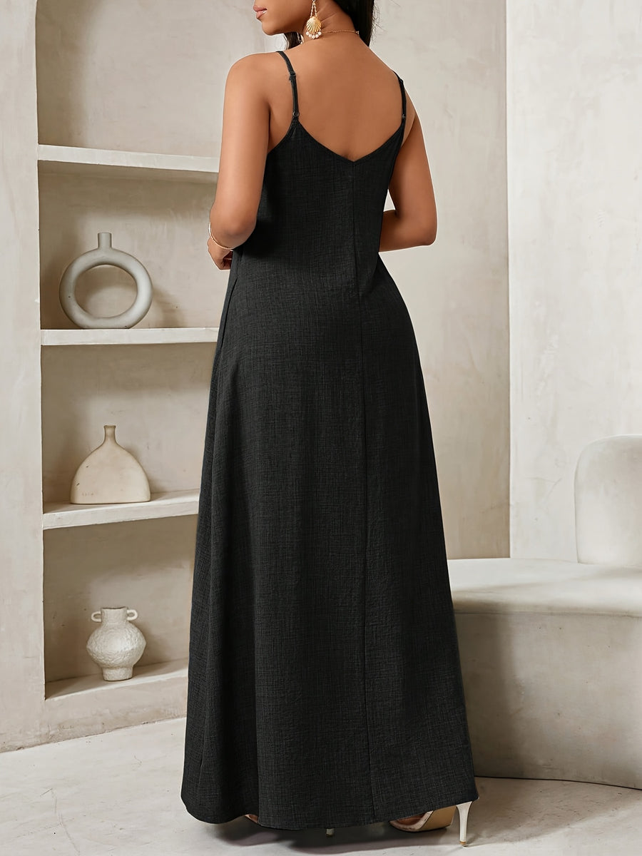 Women's Bohemian Vest Dress, Loose Long Dress for Women, Strapless Birthday and Event Dress/Holiday Dress for Vacation, Women's Bohemian - Black