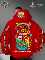 Official Warner Bros., Trendy Cool American Street Style Classic Character Theme Print Hoodie, American Street Style Unisex Long Sleeve Top, Suitable for Daily And Outdoor Activities, Ideal Warm Outerwear Choice for Autumn And Winter! - Red